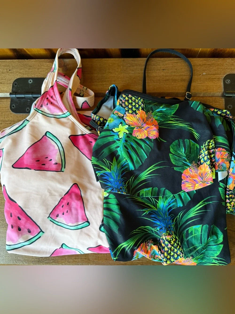Bundle Tropical Pineapple & Watermelon Swimsuits - Black & Pink